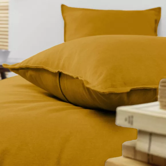 marque eminza - Taie d'oreiller 80 x 80 cm Flanelle unie NINA Unie Ocre