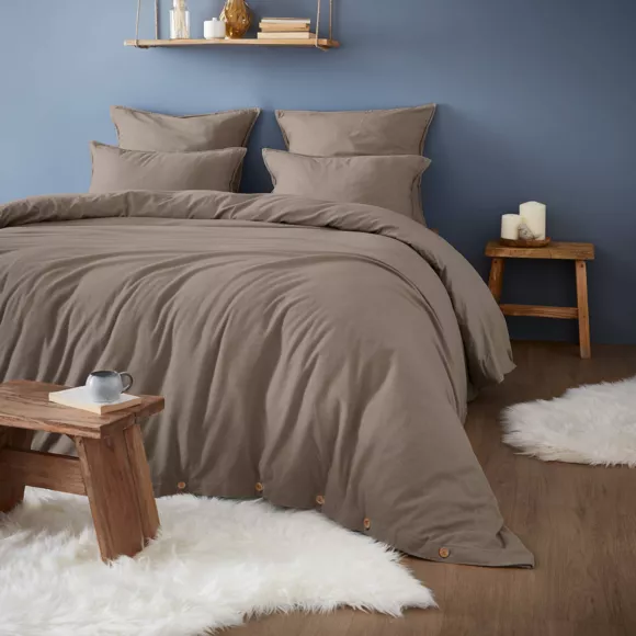 Drap housse flanelle de coton (200 x 200 cm) Nina Ficelle