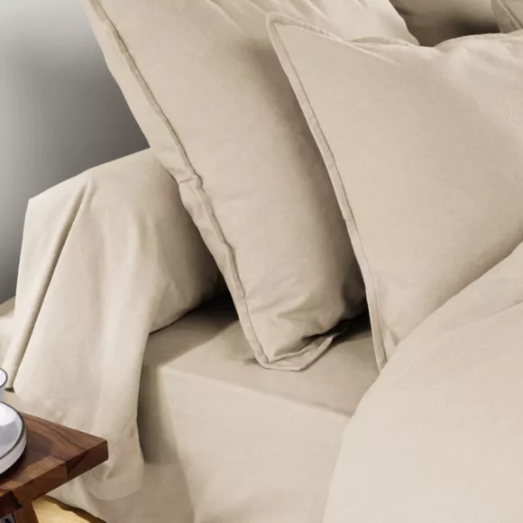 Taie d'oreiller rectangulaire flanelle de coton (50 x 70 cm) Nina Beige