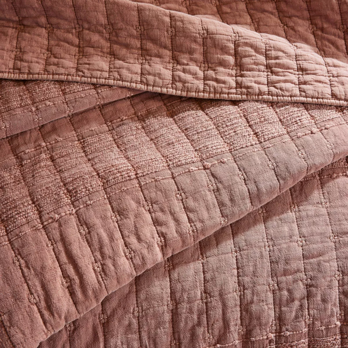 Colcha de algodón acolchada (220 x 240 cm) Lena Terracotta