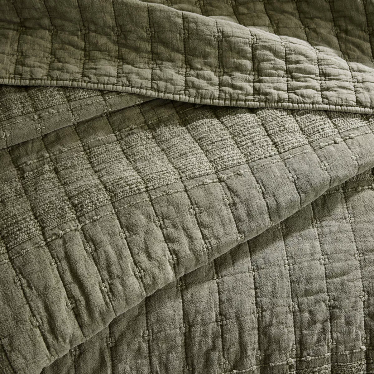 Colcha de algodón acolchada (240 x 260 cm) Lena Verde romero