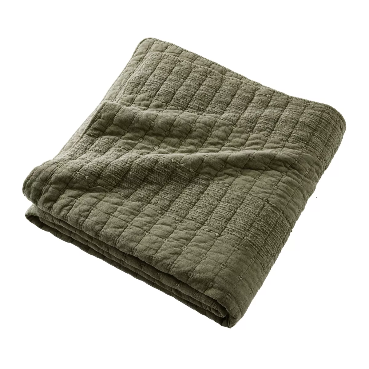 Colcha de algodón acolchada (240 x 260 cm) Lena Verde romero