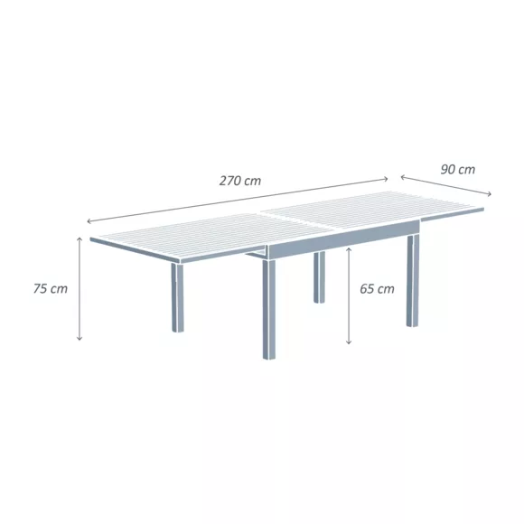 Mesa de jardín extensible 10 personas Aluminio efecto madera Murano (270 x 90 cm) - Gris antracita 7