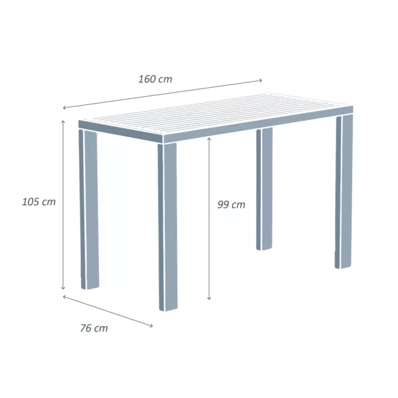 Table Haute 6 places Aluminium Murano - Blanche 8