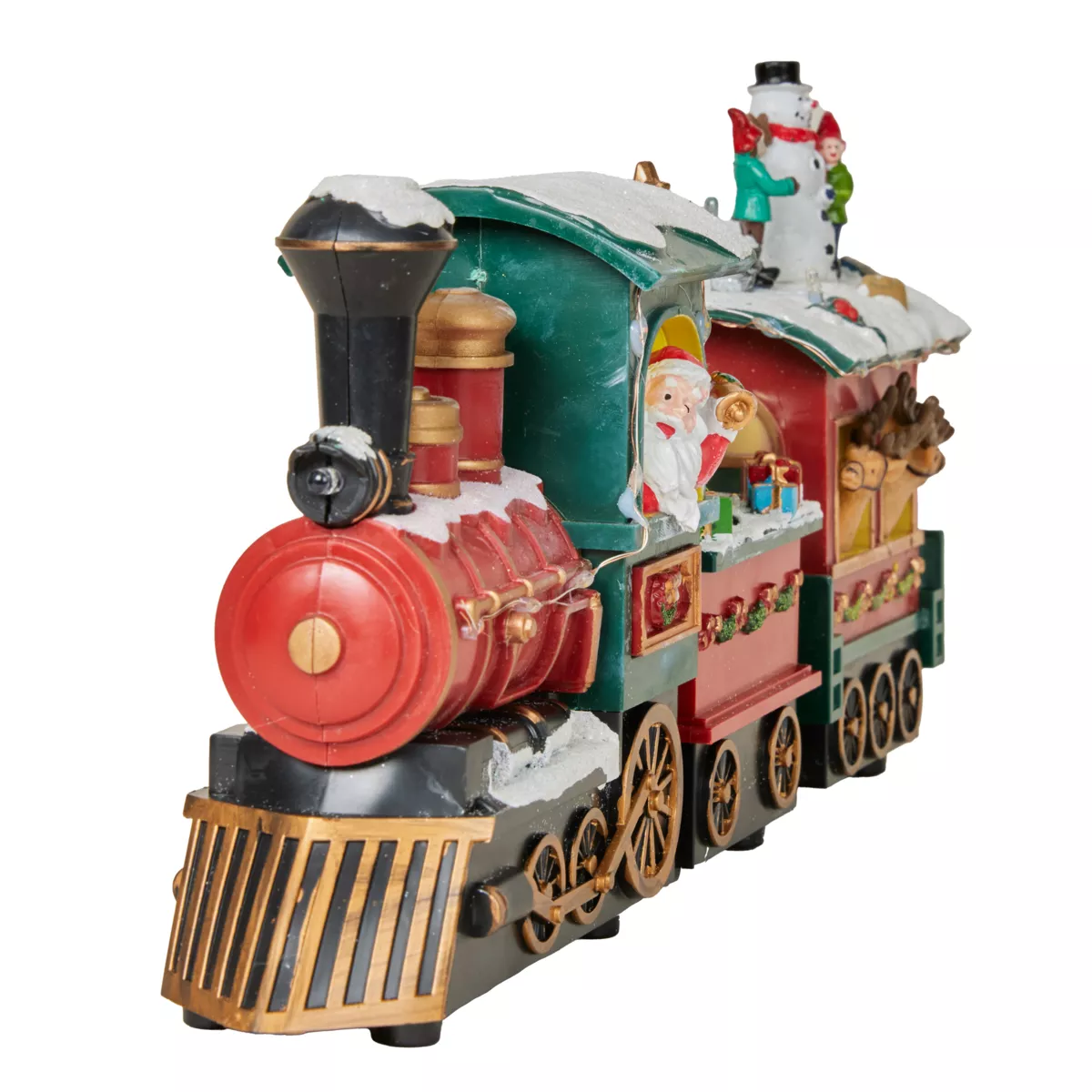 Tren de Navidad animado y musical (H38 cm) Papá Noel y sus Duendes bromistas Multicolor