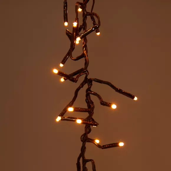 Cascade lumineuse 1 m 600 Micro LED câble noir 6 descentes Blanc chaud