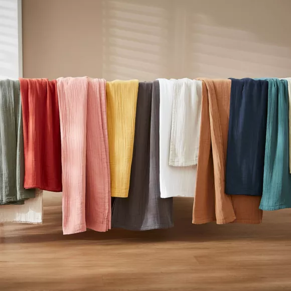 Rechteckige Tischdecke aus Baumwollgaze (150 x 350 cm) Gaïa Tannengrün