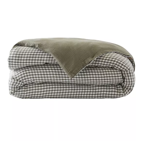 Housse de couette gaze de coton (140 x 200 cm) Vickie Vert romarin