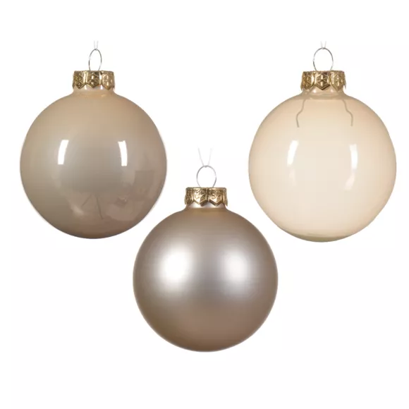 Set di 21 palline di Natale in vetro (D60 a 75 mm) Assortite Cristallo Perla