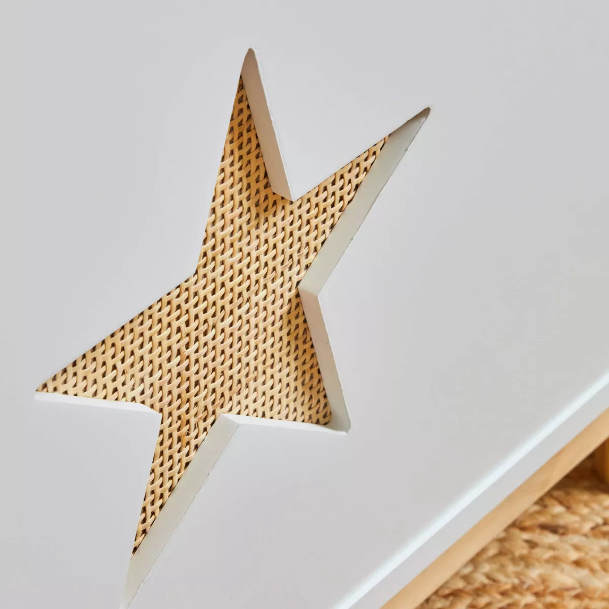 Spielzeugkiste mit Deckel Kinderzimmer Holz (H51 cm) Stars Weiß