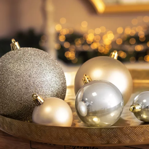 20er Set Weihnachtskugeln New Alpine Mix Perlweiß 2