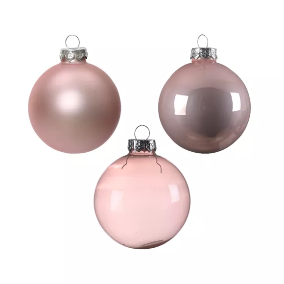 Set di 21 palline di Natale in vetro assortite Cristallo Rosa cipria