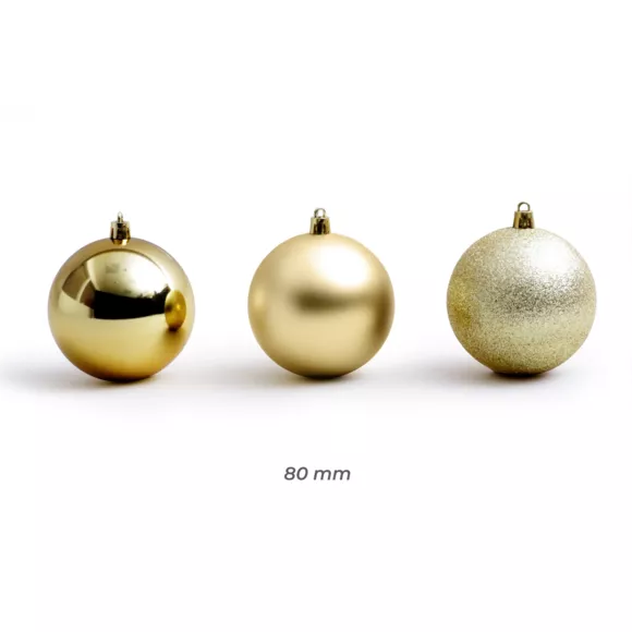 30er Set Weihnachtskugeln (D80 mm) New Alpine Gold 4
