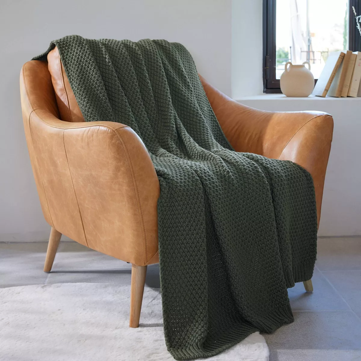 Manta de punto (125 x 150 cm) Tessa Verde caqui