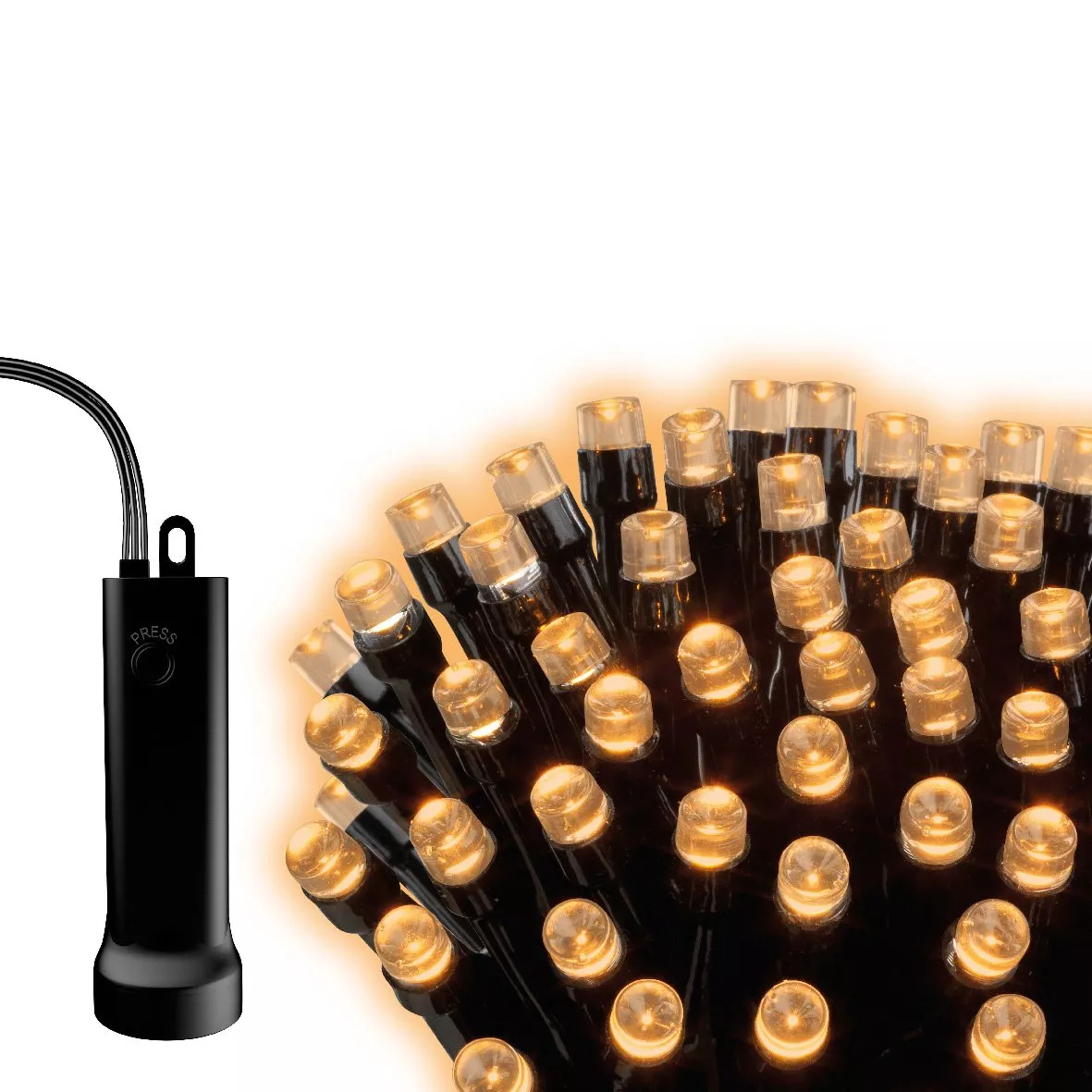 Cascade lumineuse à piles 2 m 512 LED câble noir Durawise Blanc chaud