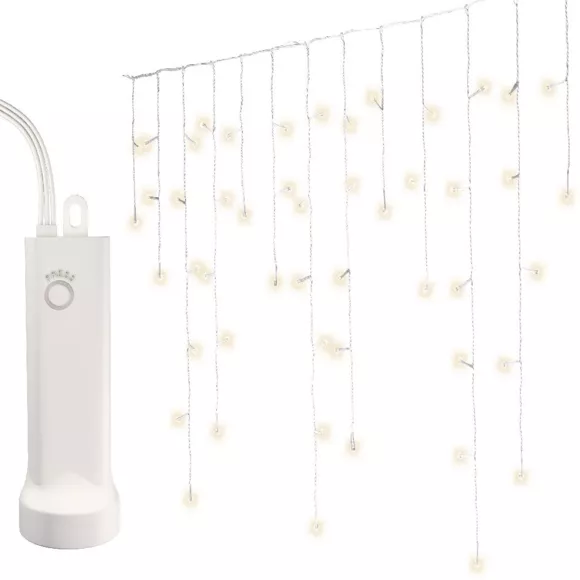 Stalactite lumineuse à piles 14 m 384 LED câble blanc Durawise Blanc chaud