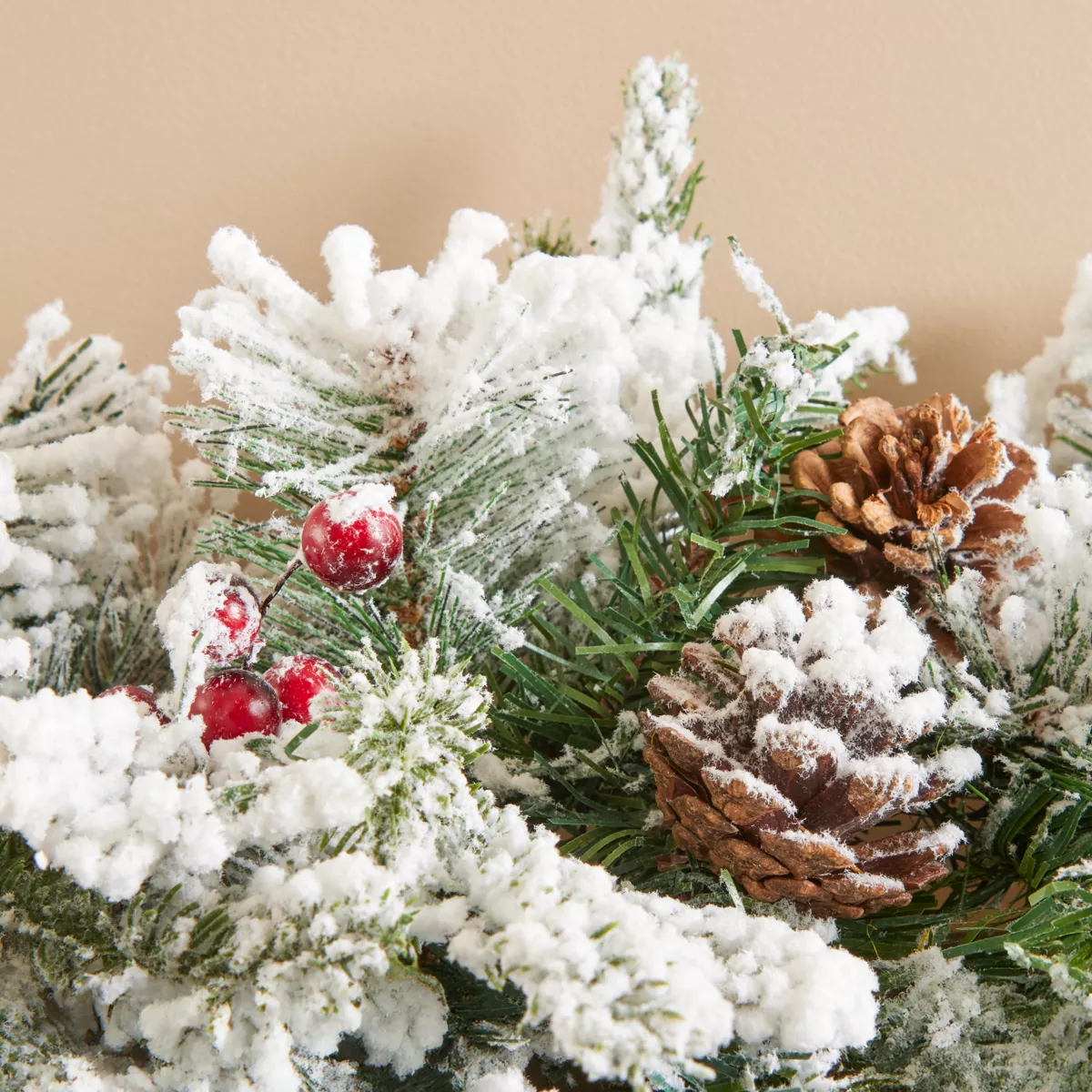 Guirlande de sapin (200 cm) Poinsettia luxe Blanc