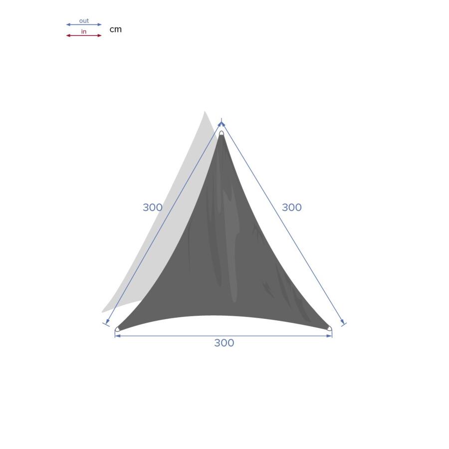 Dreieckiges Sonnensegel Curacao (L300 cm) - Sturmblau 127