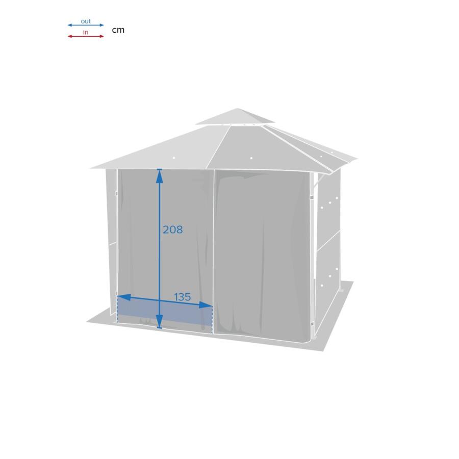 4er Set Seitenteile & 2er Set Vordächer für Pavillon Amalya (3 x 3 m) - Schiefergrau 4