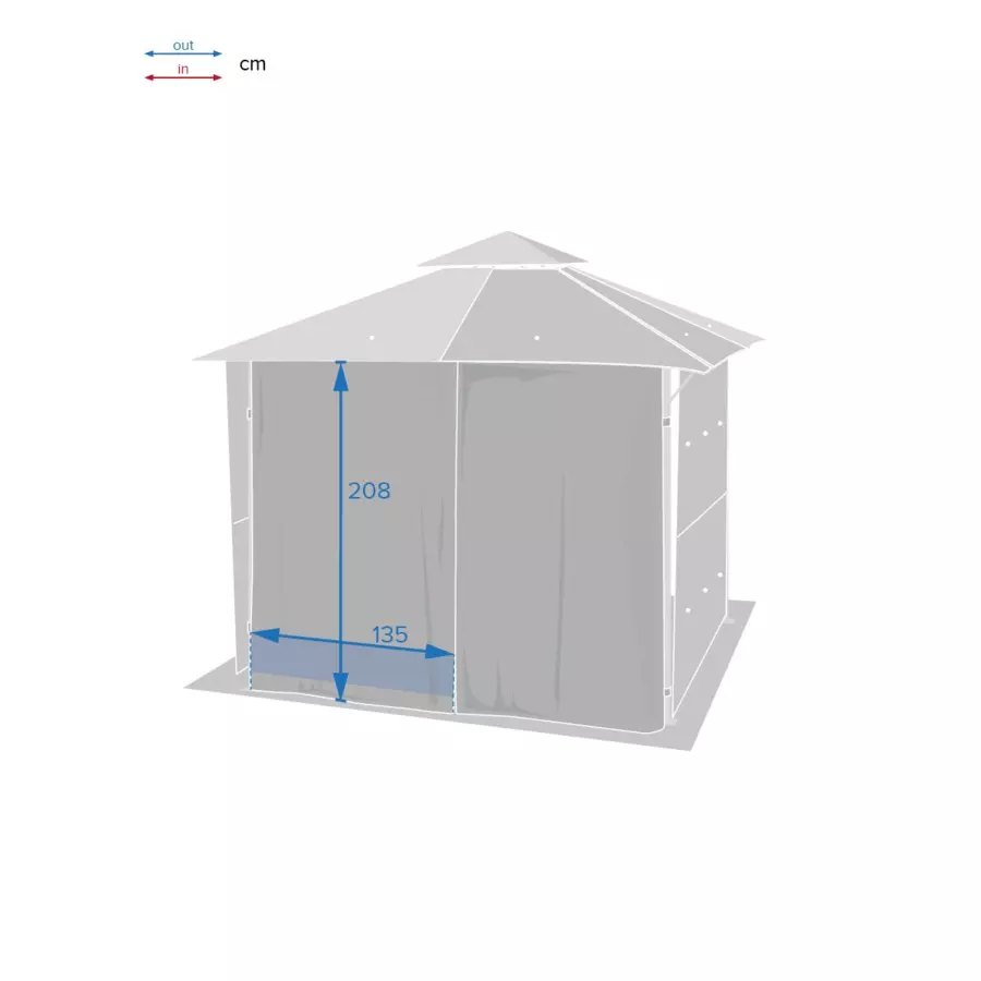 Lote de 4 cortinas y 2 toldos laterales para cenador Amalya (3 x 3m) - Gris pizarra 4