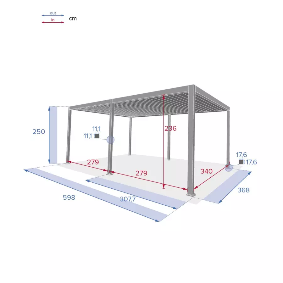 Pergola Evora GM (3,6 x 6 m) - Graphite 4