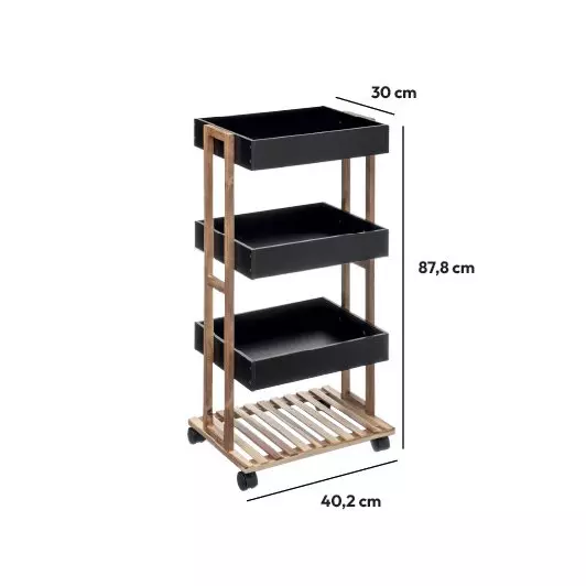 Carrito de cocina con 4 niveles Natureo Negro 4