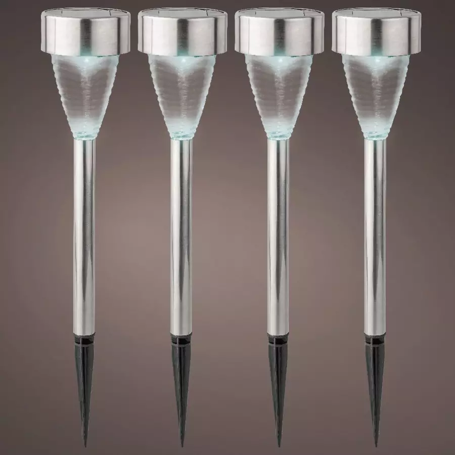 Lot de 4 bornes de jardin solaires Gemme - Blanc froid 5