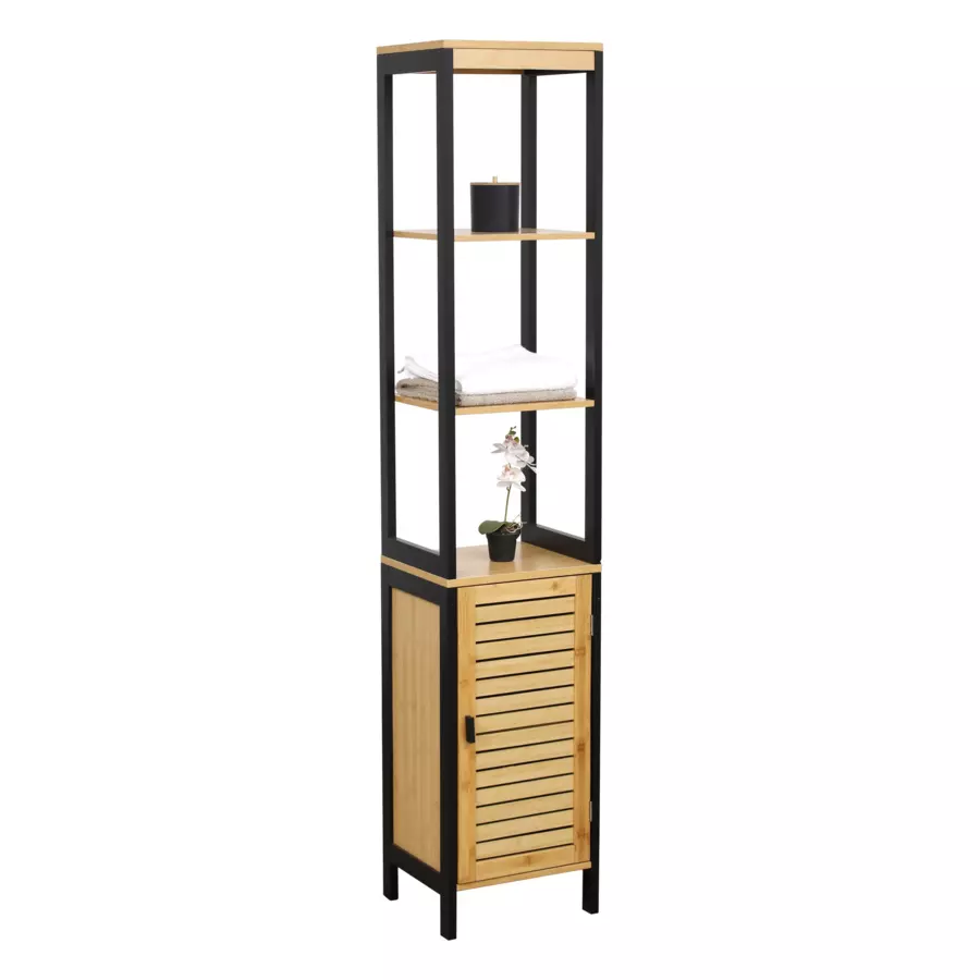 Meuble colonne salle de bain Cebu Noir/Bois 4