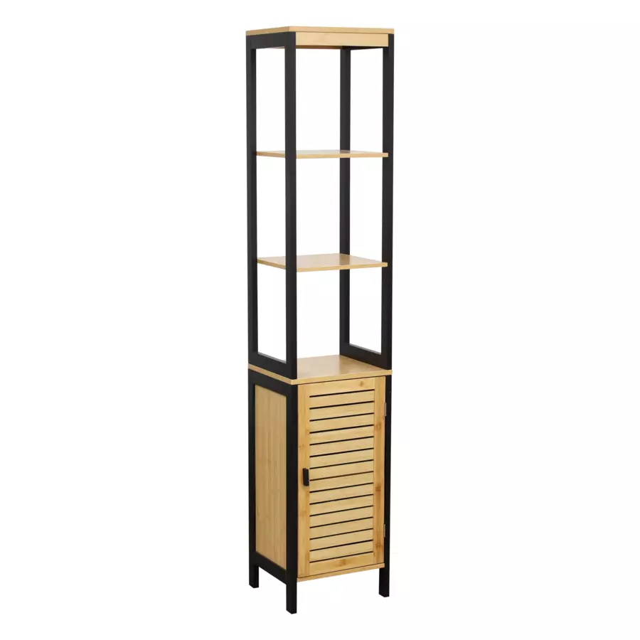 Meuble colonne salle de bain Cebu Noir/Bois 5