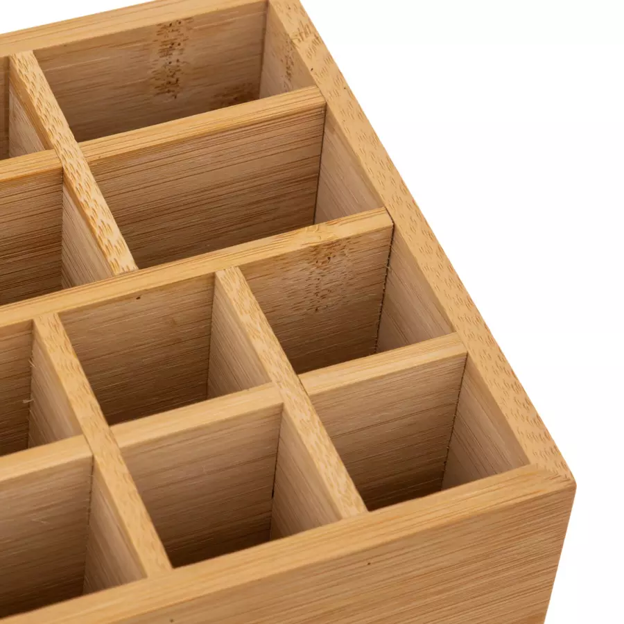 Organizer 10-Fächer mit Spiegel Bambus Naturfarben 4