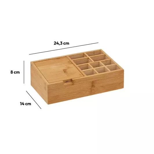 Organizer 10-Fächer mit Spiegel Bambus Naturfarben 5