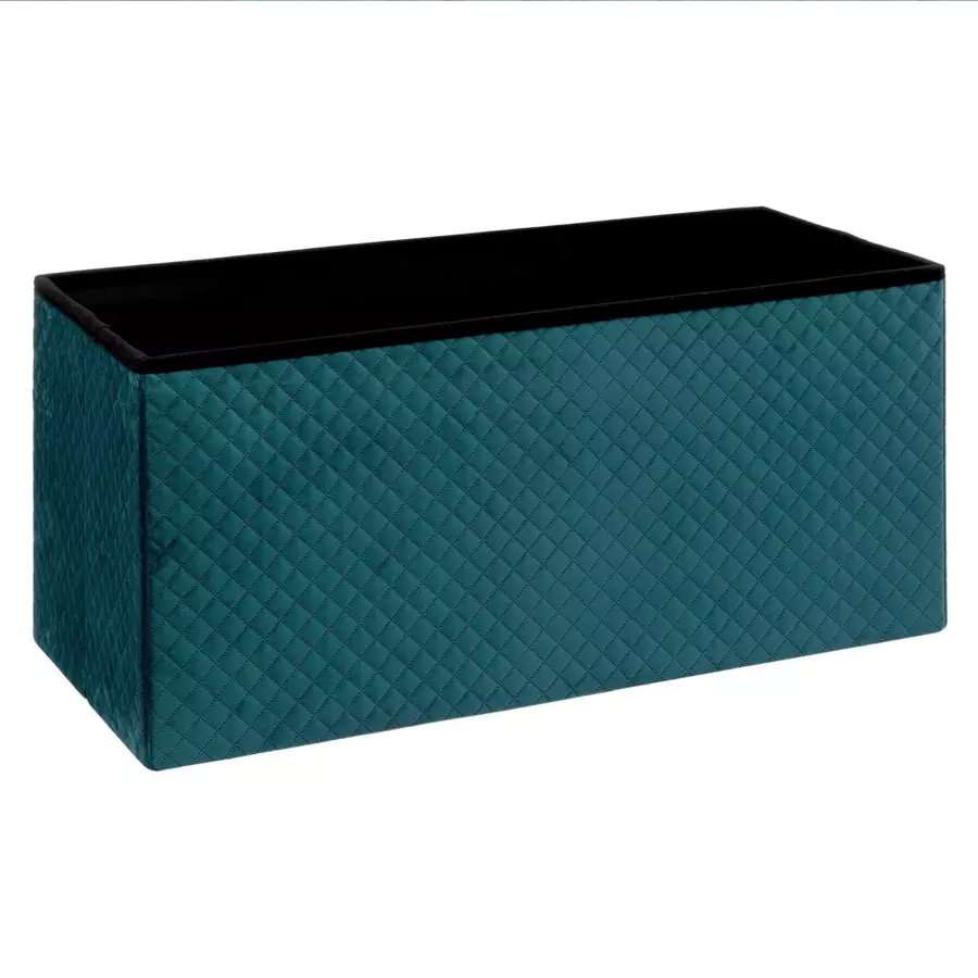 Puf doble plegable terciopelo azul 4
