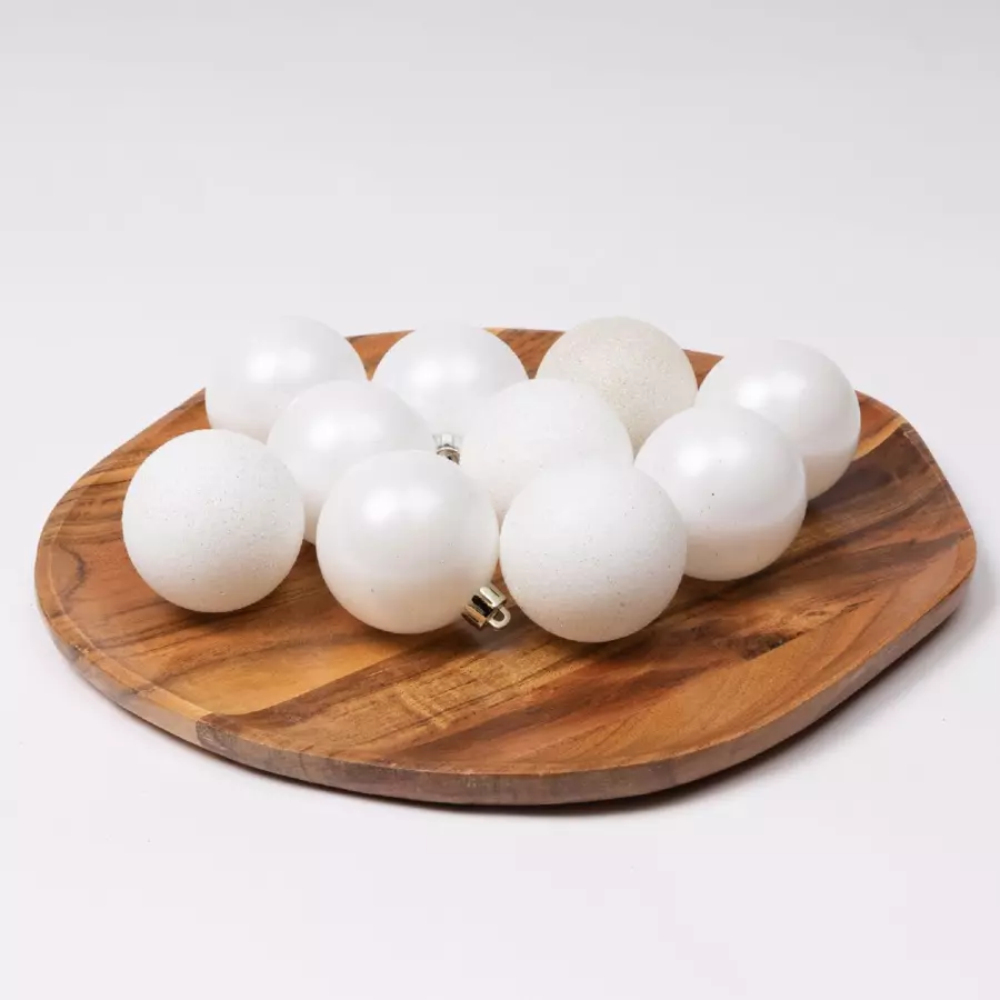 Lote de 30 bolas de Navidad surtidas Alpine Blanco 4