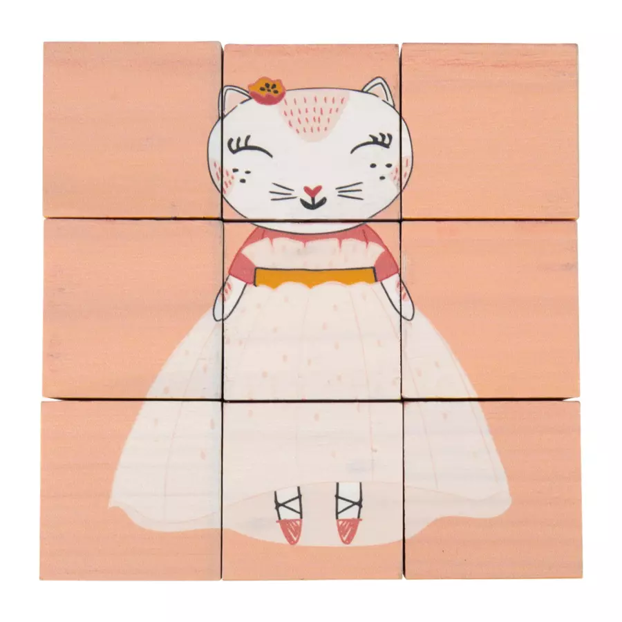 Puzzle 9 cubes en bois Animaux Multicolore 4