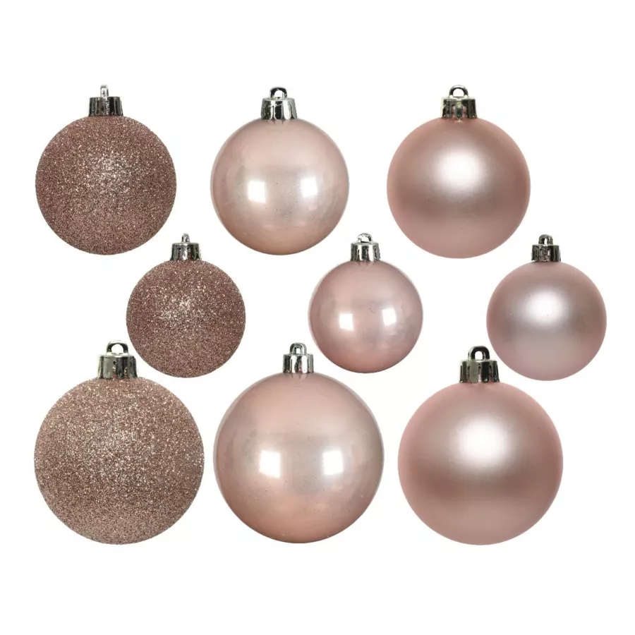 Lot de 30 boules de Noël assorties Alpine Rose poudré 4