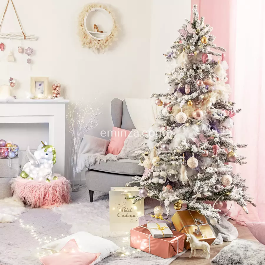 Lot de 30 boules de Noël assorties Alpine Rose poudré