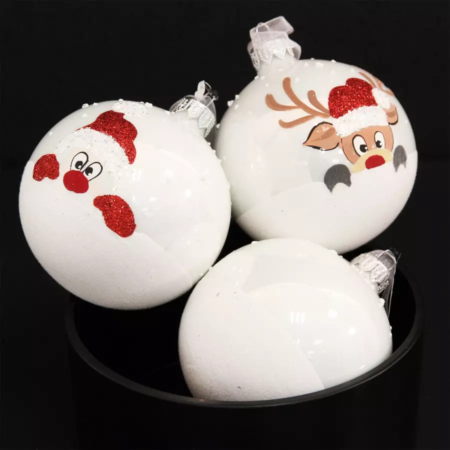 Set van 6 glazen kerstballen (D80 mm) Filou Wit  5