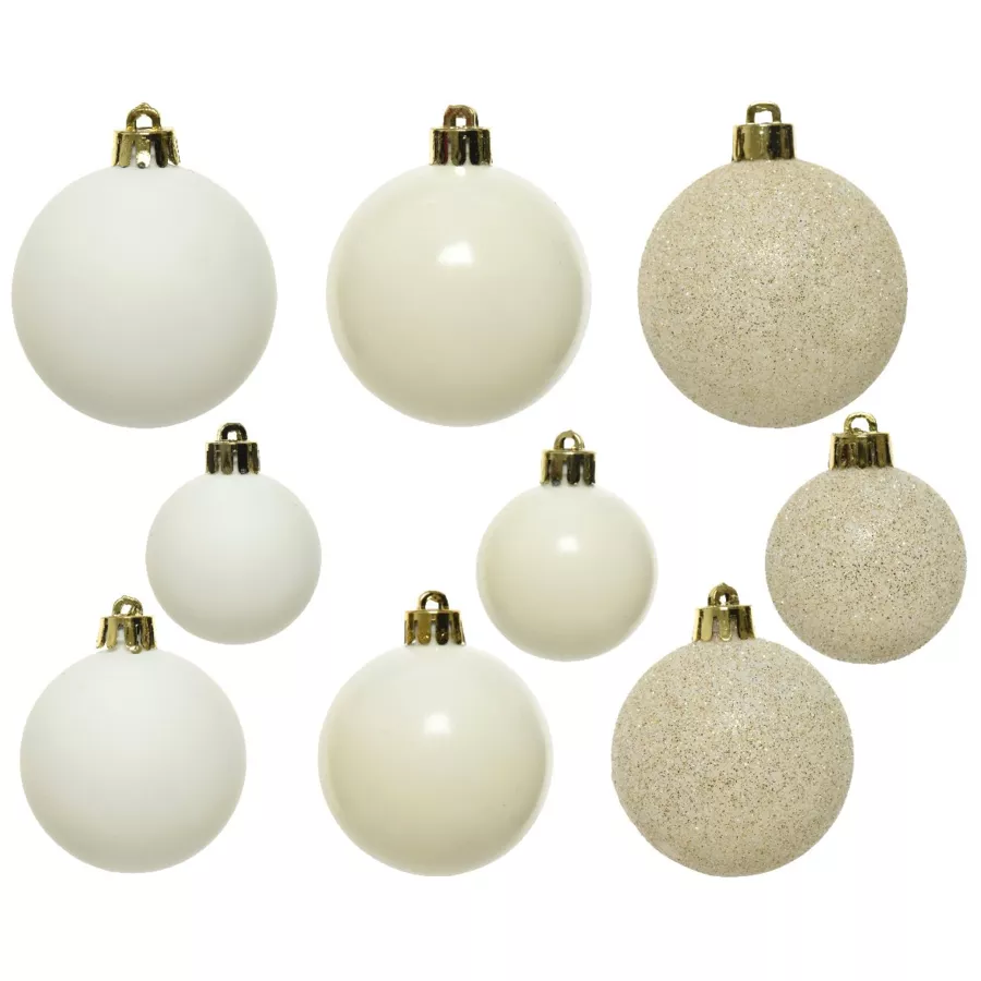 Set van 30 kerstballen divers Alpine wolwit