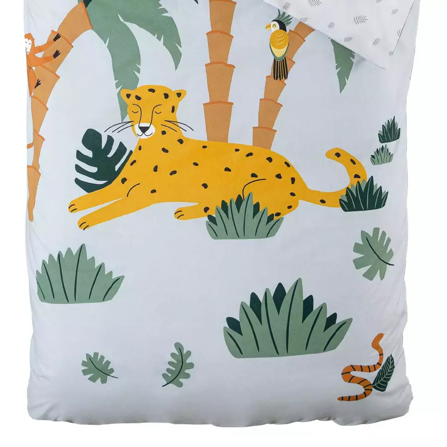 Funda nórdica y une funda de almohada infantil  algodón (140 cm) Jungle Azul 4