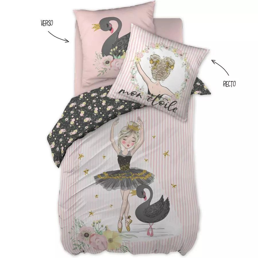 Funda nórdica y una funda para almohada algodón (140 cm) Mon estrella Rosa 5
