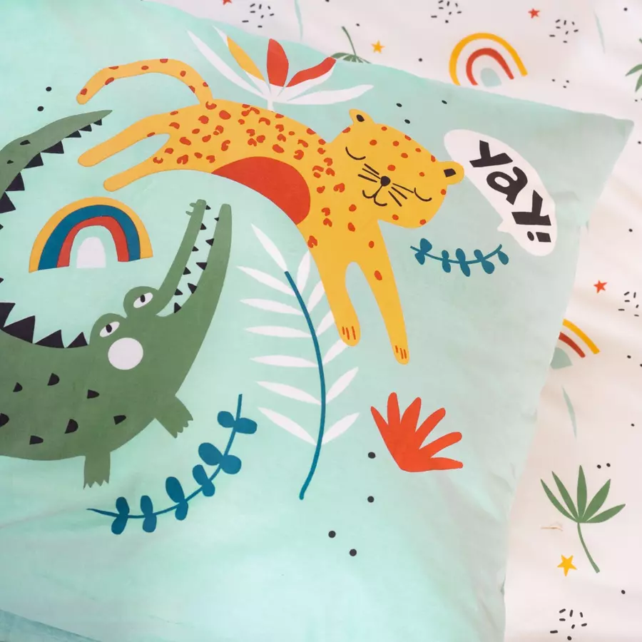 Housse de couette et une taie enfant coton (140 cm) Poumba Bleue 4
