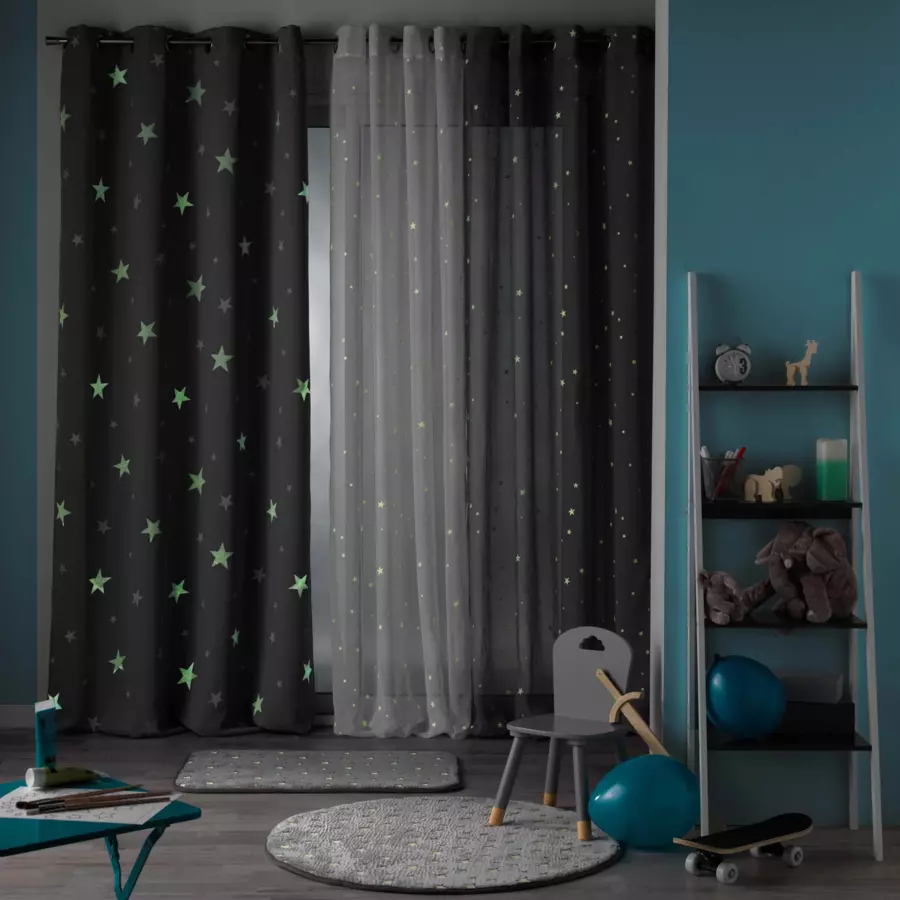 Visillo phosphorescent (140 x 240 cm) Fluo night Blanco 4