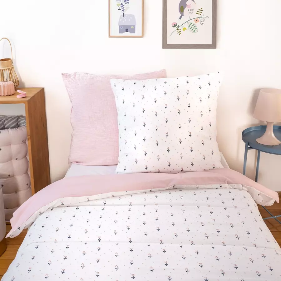 Housse de couette et une taie enfant gaze de coton (140 cm) Liberty Rose 4