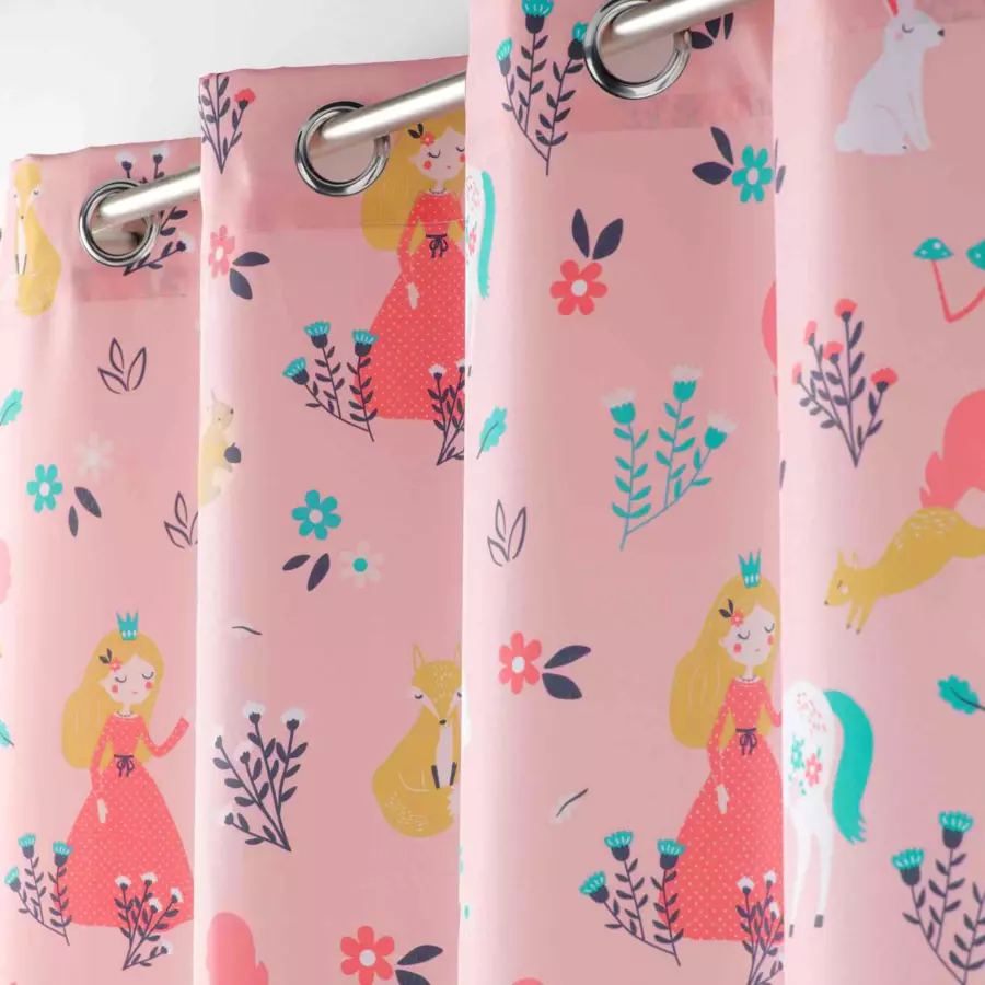 Cortina Semi-opaca (140 x 260 cm) Princesse Licorne Rosa 4