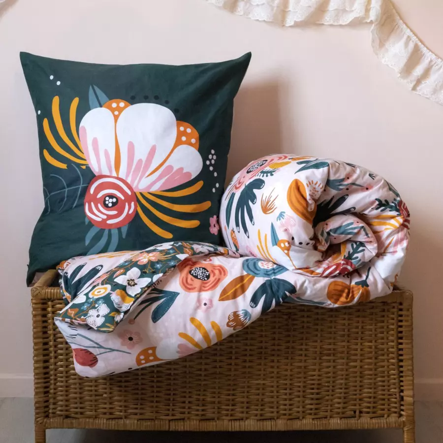 Funda nórdica y dos fundas para almohadones en algodón  (200 cm) Champetre Multicolor 4