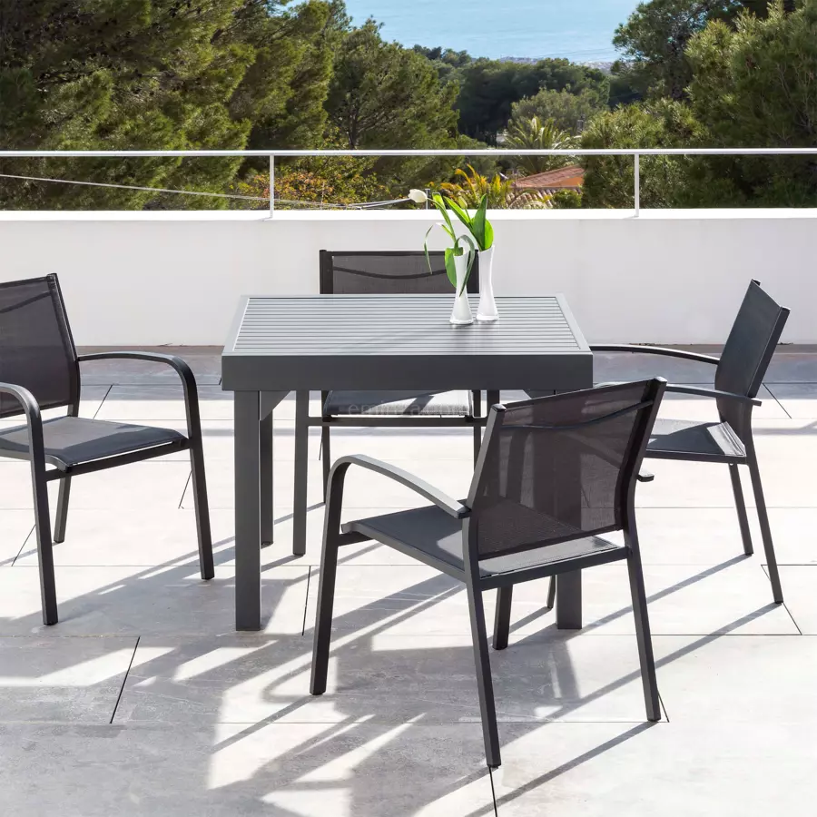 Mesa de jardín extensible Aluminio Murano (Hasta 8 pers.) - Gris Antracita 4