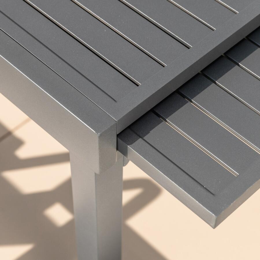 Rechteckiger Gartentisch ausziehbar Murano Aluminium (Bis zu 10 Pers.) - Anthrazitgrau 5