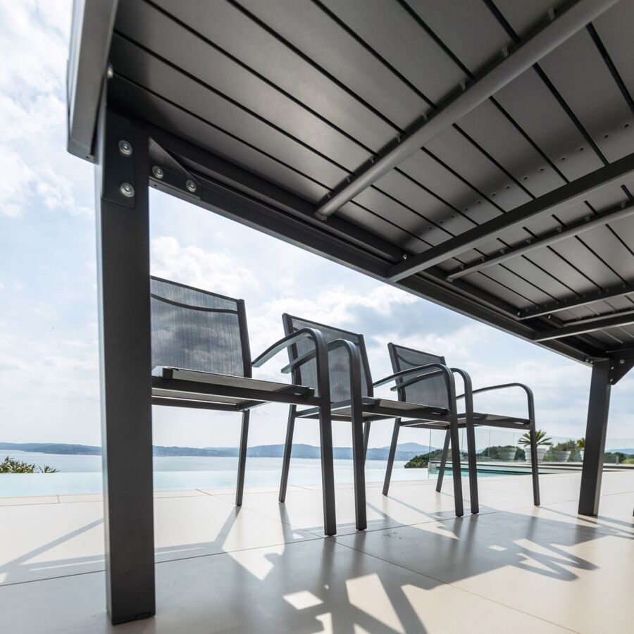 Rechteckiger Gartentisch ausziehbar Murano Aluminium (Bis zu 10 Pers.) - Anthrazitgrau 6