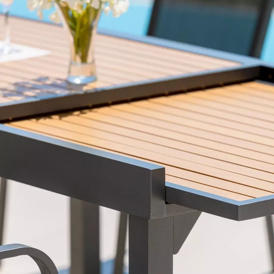 Table de jardin extensible 10 places Aluminium effet bois Murano (270 x 90 cm) - Gris anthracite 4