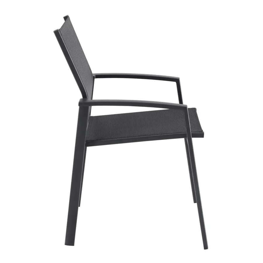 Silla de jardín aluminio apilable con reposabrazos Axiome - Gris grafito 4
